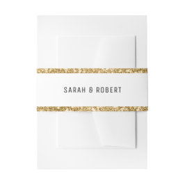 ホワイトおよび金ゴールド縁ど結婚グリッター 招待状ベリーバンド