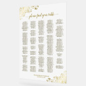 ホワイトおよび金ゴールド300人アルファベットの座席表 アクリルサイン (傾斜)