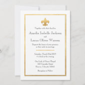 ホワイトおよび金ゴールド(紋章の)フラ・ダ・リ結婚式招待状 招待状 (正面)