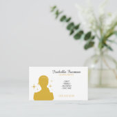 ホワイトお洒落&金ゴールドメイドシルエットハウスクリーニング 名刺 (スタンド正面)