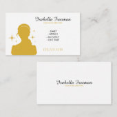 ホワイトお洒落&金ゴールドメイドシルエットハウスクリーニング 名刺 (正面/裏面)