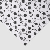 ホワイトかわいらしアンドブラックバラローズバドフローラプリント 薄葉紙 (詳細)