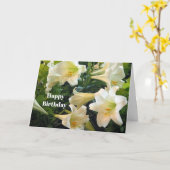 ホワイトかわいらしイースターリリーフローラフォト誕生日 カード (黄色い花)