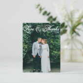 ホワイトかわいらしスクリプ結婚ト写真 ポストカード (スタンド正面)