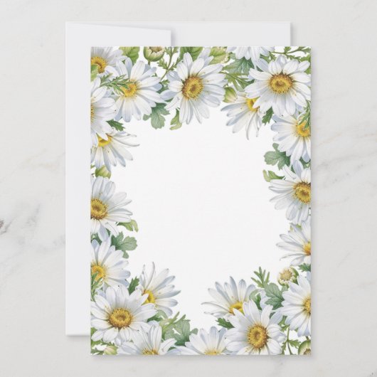 ホワイトかわいらしデイジーフローラグリーナリー誕生日 招待状 (裏面)