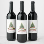 ホワイトかわいらしピフェイクンクグリッターメリークリスマス ワインラベル (ボトル)