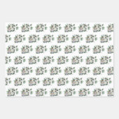 ホワイトかわいらしポインセティアウサギのクリスマス ラッピングペーパーシート (正面3)