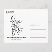 ホワイトかわいらし・ハンドレタリング写真Save the Date II 案内ポストカード (裏面)