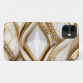 ホワイトきらきら光る金ゴールドジェムストーンwパーブダイヤモンドグリッター Case-Mate iPhoneケース (裏面(横))