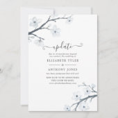 ホワイトさくらんぼの結婚花咲きの更新 招待状 (正面)