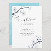 ホワイトさくらんぼの結婚花咲きの更新 招待状 (正面/裏面)