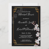 ホワイトさくらんぼの花々&ゴールデンフレームリハーサルディン 招待状 (正面)