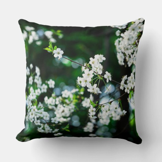 ホワイトさくらんぼフラズグリーン葉ズ クッション (正面)