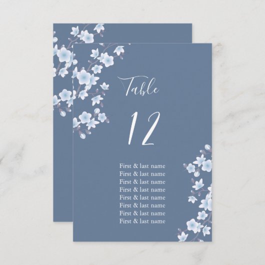 ホワイトさくらんぼフラズダスティーブルー座席表 招待状 (正面/裏面)