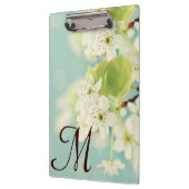 ホワイトさくらんぼブロッサムモノグラムイニシャルクリップボード クリップボード (左)