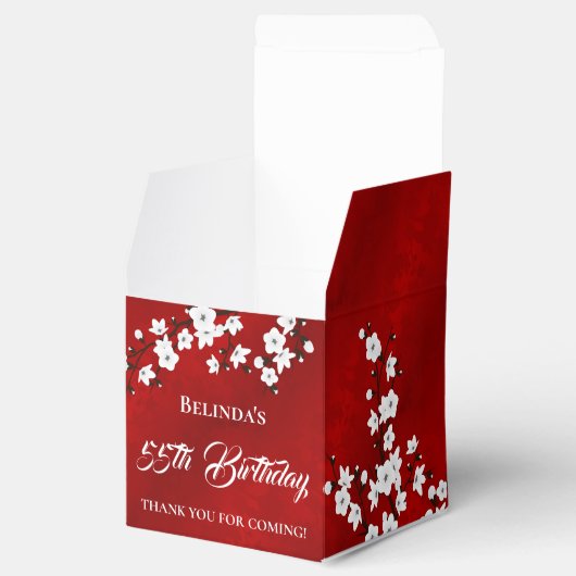 ホワイトさくらんぼブロッサムレッドサンキュー誕生日 フェイバーボックス (オープン)