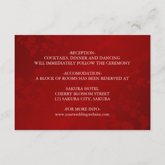 ホワイトさくらんぼブロッサム中国の結婚ズ詳細 エンクロージャーカード (裏面)