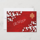 ホワイトさくらんぼブロッサム結婚チベット 出欠カード (裏面)