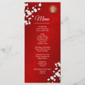 ホワイトさくらんぼ中国のブロッサム結婚のメニューカード メニュー (正面)