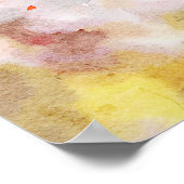 ホワイトさくらんぼ咲きデジタル絵画水彩 ポスター (角)