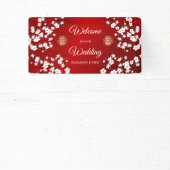 ホワイトさくらんぼ咲き赤中国の結婚色 横断幕 (インサイチュ)