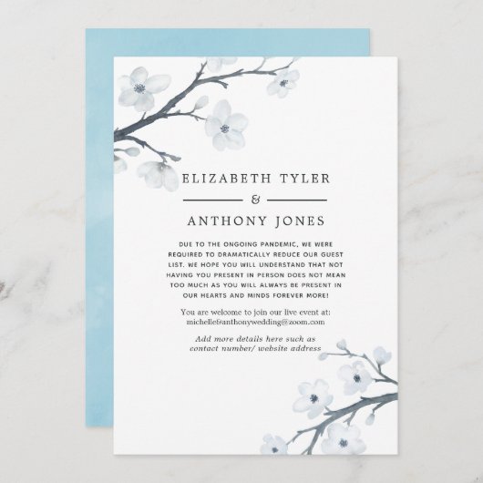 ホワイトさくらんぼ減ら結婚のゲスト一覧 案内状 (正面/裏面)