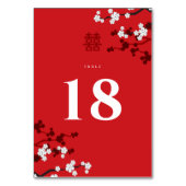 ホワイトさくらんぼ花ズダブル中国のシ結婚ーズ テーブルナンバー (裏面)