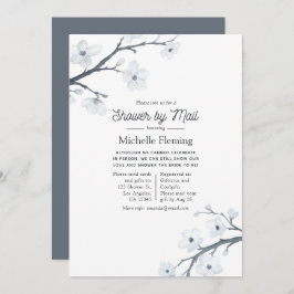 ホワイトさくらんぼ花ズブライダルシャワーバイメール 招待状