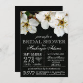 ホワイトさくらんぼ花ブライダルウェディングシャワー 招待状 (正面/裏面)