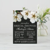 ホワイトさくらんぼ花ブライダルウェディングシャワー 招待状 (スタンド正面)