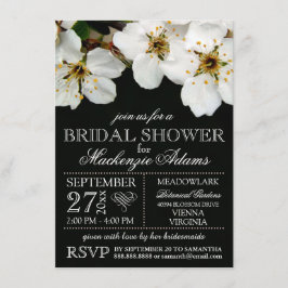 ホワイトさくらんぼ花ブライダルウェディングシャワー 招待状