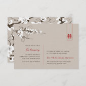 ホワイトさくらんぼ花咲きアジア結婚披露宴 招待状 (正面/裏面)