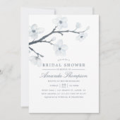 ホワイトさくらんぼ花咲きブライダルシャワー招待 招待状 (正面)