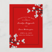 ホワイトさくらんぼ花桜アジア日付保存 案内ポストカード (正面)