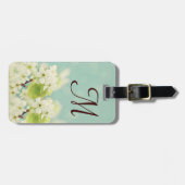 ホワイトさくらんぼ花花モノグラム荷物タグ ラゲッジタグ (正面横)