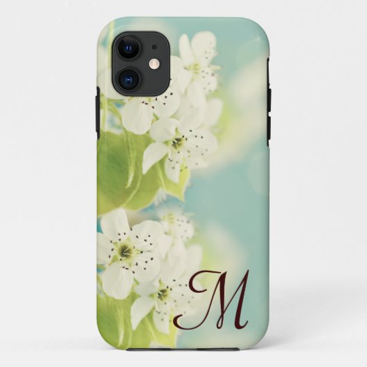 ホワイトさくらんぼ花花モノグラムIPHONE 5ケース Case-Mate iPhoneケース (裏面)