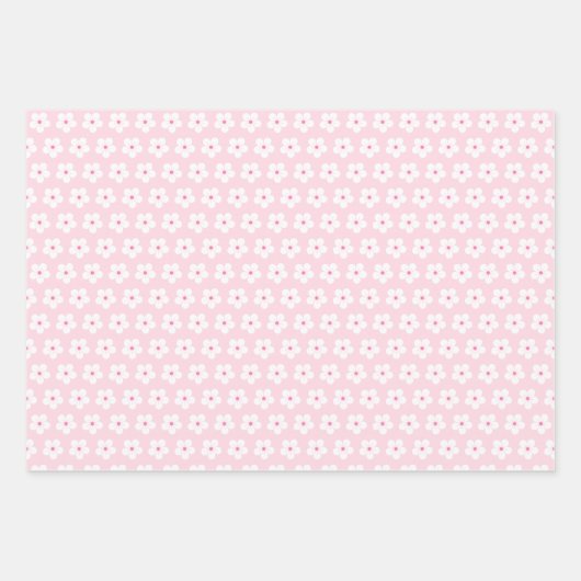 ホワイトさくらんぼ花 ラッピングペーパーシート (正面)