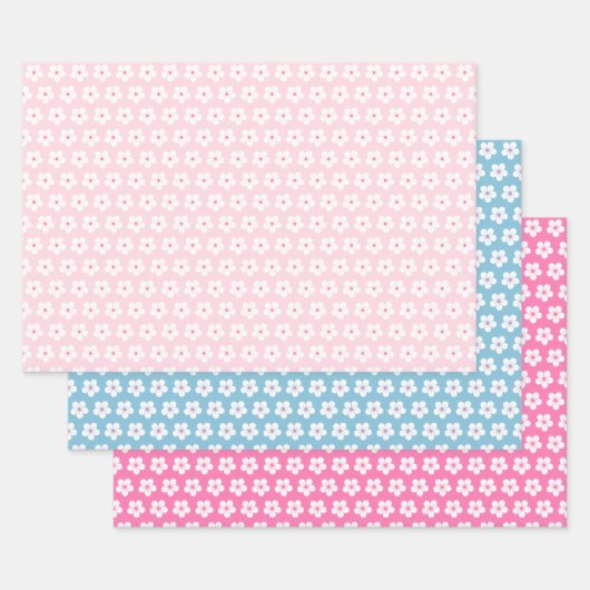 ホワイトさくらんぼ花 ラッピングペーパーシート (セット)