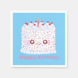 ホワイトつや消し散布お誕生日ケーキ スタンダードカクテルナプキン