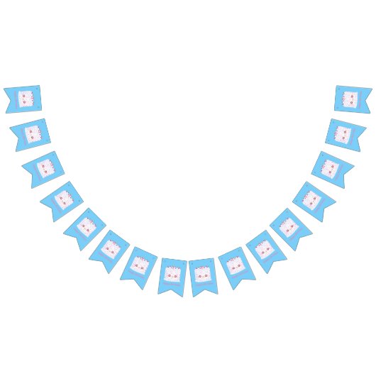 ホワイトつや消し散布お誕生日ケーキ バンティングフラッグ (全)