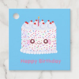 ホワイトつや消し散布お誕生日ケーキ フェイバータグ