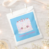 ホワイトつや消し散布お誕生日ケーキ フェイバーバッグ (クリップ留めされた状態)