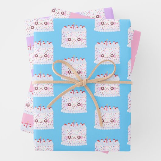 ホワイトつや消し散布お誕生日ケーキ ラッピングペーパーシート (インサイチュ)