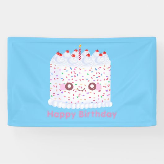 ホワイトつや消し散布お誕生日ケーキ 横断幕 (横)
