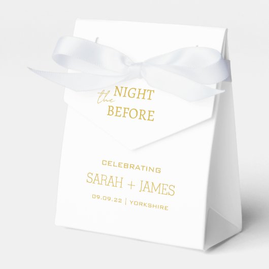 ホワイトとエレガント金ゴールド前夜結婚の フェイバーボックス (正面サイド)