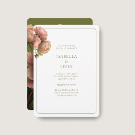 ホワイトとオリーブ | 赤面バラ結婚式招待状 招待状