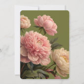 ホワイトとオリーブ | 赤面バラ結婚式招待状 招待状 (裏面)