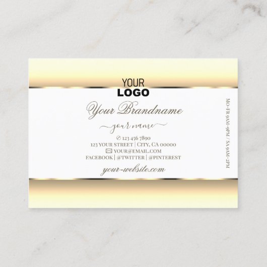 ホワイトとクリームログラデーションゴのライト金ゴールドデコ縁どア 名刺 (裏面)