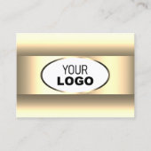 ホワイトとクリームログラデーションゴのライト金ゴールドデコ縁どア 名刺 (正面)