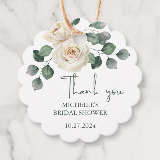 ホワイトとグリーンのバラありがとう フェイバータグ (正面)